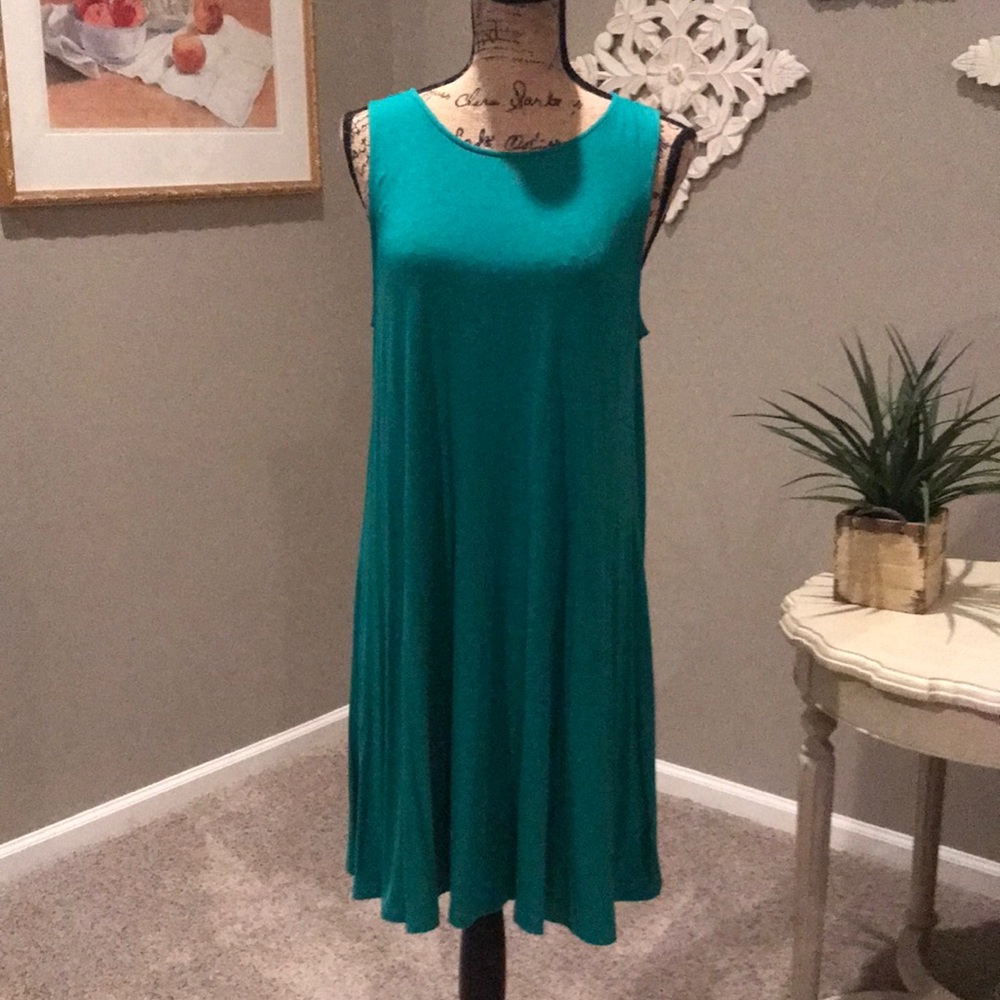 Green cotton swing dress